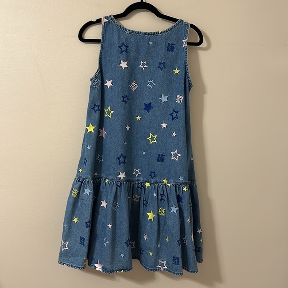 LOVE MOSCHINO Women’s Flounced Embroidered Sleeveless Denim Dress Sz 4 Girly - Picture 6 of 13